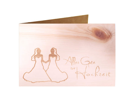 Holzgrußkarte - ALLES GUTE ZUR HOCHZEIT - 100% handmade in Österreich - Postkarte Glückwunschkarte Geschenkkarte Grußkarte Klappkarte Karte Einladung mrs gleichgeschlechtlich