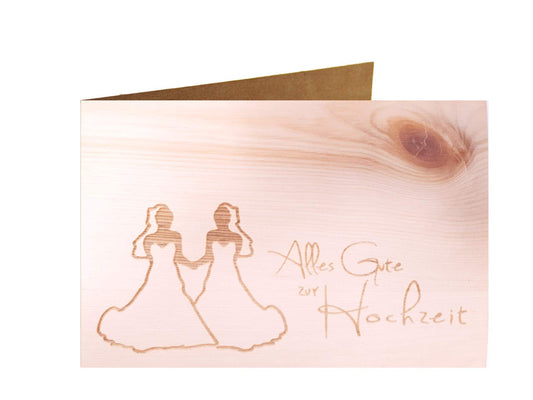 Holzgrußkarte - ALLES GUTE ZUR HOCHZEIT - 100% handmade in Österreich - Postkarte Glückwunschkarte Geschenkkarte Grußkarte Klappkarte Karte Einladung mrs gleichgeschlechtlich