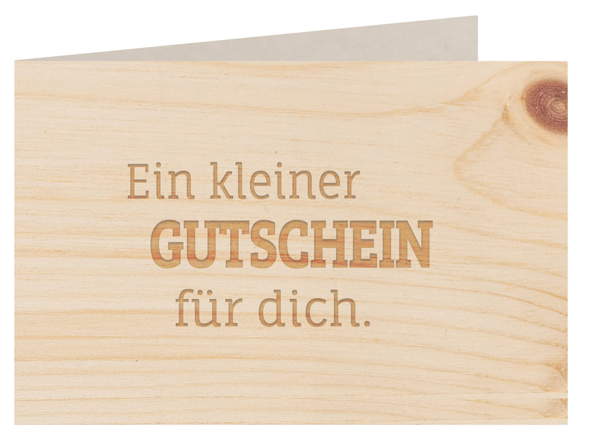 Holzgrußkarte - Ein kleiner Gutschein für dich - 100% handmade in Österreich - Postkarte, Geschenkkarte, Grußkarte, Klappkarte, Karte, Einladung, Glückwunschkarte Zirbe