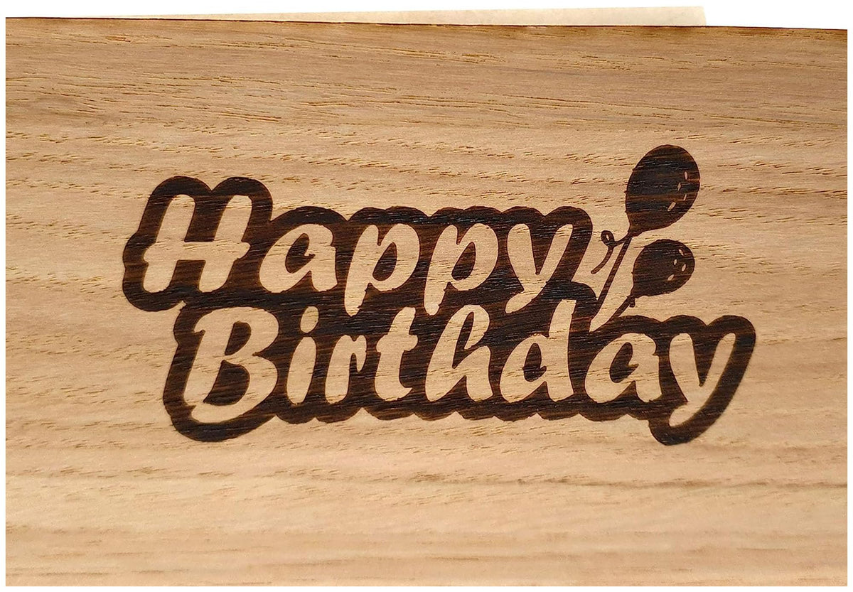 Holzgrußkarte - HAPPY BIRTHDAY - 100% handmade in Österreich - Postkarte, Geschenkkarte, Grußkarte, Klappkarte, Karte, Einladung aus Echtholz Eiche
