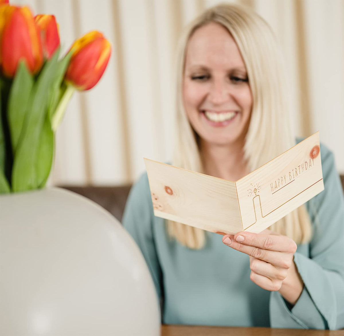 Geburtstagskarte aus Holz - Happy Birthday - 100% handmade in Österreich - Postkarte, Geschenkkarte, Grußkarte, Klappkarte, Karte, Einladung