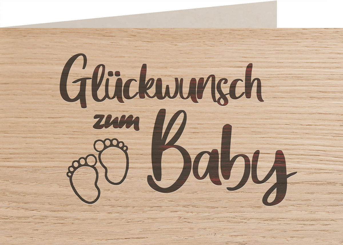 Holzkarte - Glückwunsch zum Baby Füße - 100% handmade in Österreich - Postkarte, Geschenkkarte, Grußkarte, Klappkarte, Karte, Einladung