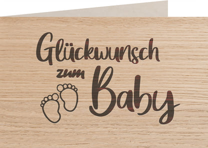 Holzkarte - Glückwunsch zum Baby Füße - 100% handmade in Österreich - Postkarte, Geschenkkarte, Grußkarte, Klappkarte, Karte, Einladung