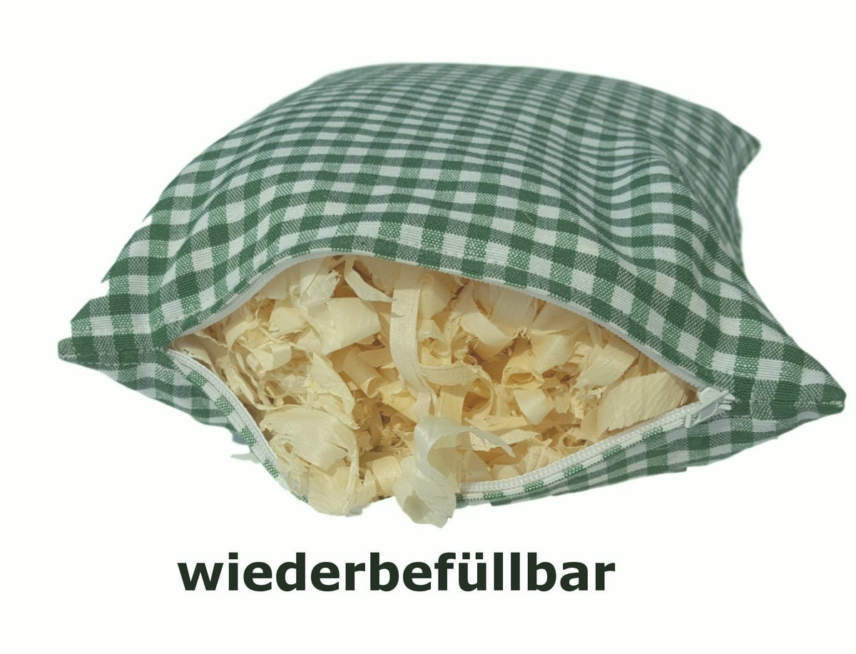 Zirbenkissen grün kariert befüllt mit Zirbenspänen aus 100% Alpen Zirbenholz 30x20 cm (Karo)