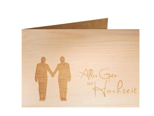 Holzgrußkarte - ALLES GUTE ZUR HOCHZEIT - 100% handmade in Österreich - Postkarte Glückwunschkarte Geschenkkarte Grußkarte Klappkarte Karte Einladung mr gleichgeschlechtlich