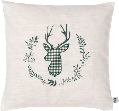 Zirbenkissen beige Bestickt mit Hirsch Größe 40x40 cm befüllt mit Zirbenflocken aus Zirbenholz