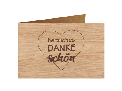 Holzgrußkarte - Dankeskarte- 100% handmade in Österreich - Postkarte Glückwunschkarte Geschenkkarte Grußkarte Klappkarte Karte Einladung
