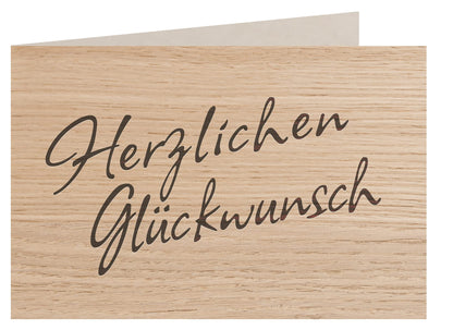 Holzgrußkarte - HERZLICHEN GLÜCKWUNSCH - 100% handmade in Österreich - Postkarte, Geschenkkarte, Grußkarte, Klappkarte, Karte, Einladung