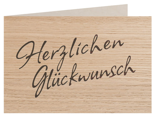 Holzgrußkarte - HERZLICHEN GLÜCKWUNSCH - 100% handmade in Österreich - Postkarte, Geschenkkarte, Grußkarte, Klappkarte, Karte, Einladung