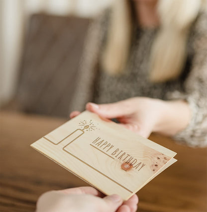 Geburtstagskarte aus Holz - Happy Birthday - 100% handmade in Österreich - Postkarte, Geschenkkarte, Grußkarte, Klappkarte, Karte, Einladung
