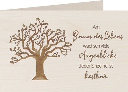 Holzkarte - BAUM DES LEBENS - 100% handmade in Österreich - Postkarte, Geschenkkarte, Grußkarte, Klappkarte, Karte, Einladung