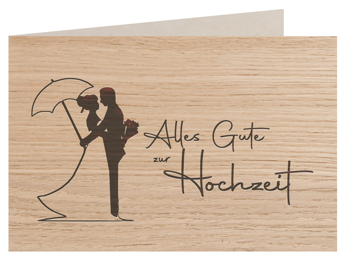 Holzgrußkarte - ALLES GUTE ZUR HOCHZEIT - 100% handmade in Österreich - Postkarte Glückwunschkarte Geschenkkarte Grußkarte Klappkarte Karte Einladung