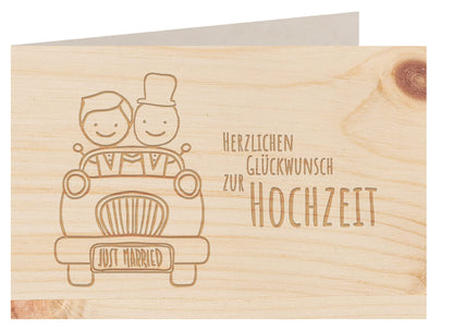 Holzgrußkarte - HERZLICHEN GLÜCKWUNSCH ZUR HOCHZEIT - 100% handmade in Österreich - Postkarte Glückwunschkarte Geschenkkarte Grußkarte Klappkarte Karte Einladung mr gleichgeschlechtlich