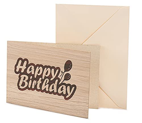 Geburtstagskarte aus Holz - Happy Birthday - 100% handmade in Österreich - Holzgrußkarte, Postkarte, Geschenkkarte, Grußkarte, Klappkarte, Karte, Einladung