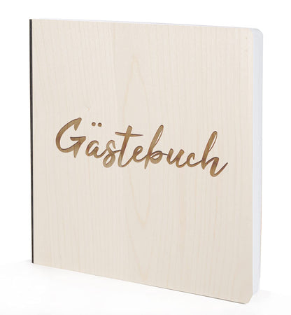 Gästebuch mit edlem Echtholz Cover Buch in der Größe 20 x 20cm 192 beschreibbare Seiten hochwertiges Papier