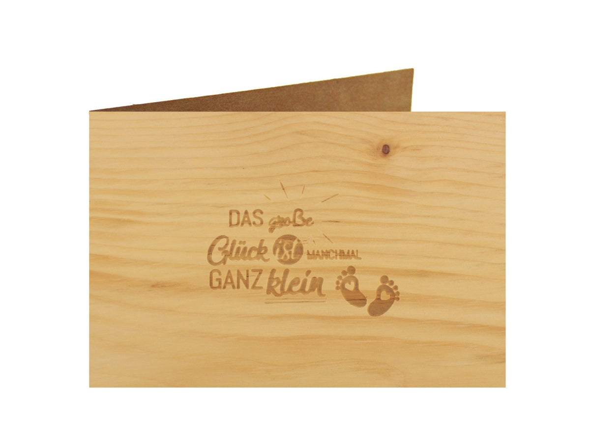 Holzgrußkarte - Taufe, Baby, Geburt - 100% handmade in Österreich - Postkarte Glückwunschkarte Geschenkkarte Grußkarte Klappkarte Karte Einladung