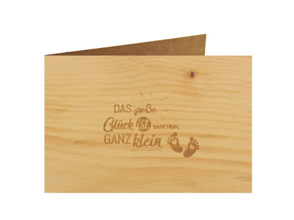 Holzgrußkarte - Taufe, Baby, Geburt - 100% handmade in Österreich - Postkarte Glückwunschkarte Geschenkkarte Grußkarte Klappkarte Karte Einladung