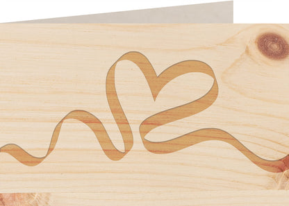 Holzkarte - Herz Band - 100% handmade in Österreich - Postkarte, Geschenkkarte, Grußkarte, Klappkarte, Karte, Einladung