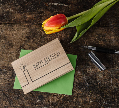 Geburtstagskarte aus Holz - Happy Birthday - 100% handmade in Österreich - Postkarte, Geschenkkarte, Grußkarte, Klappkarte, Karte, Einladung