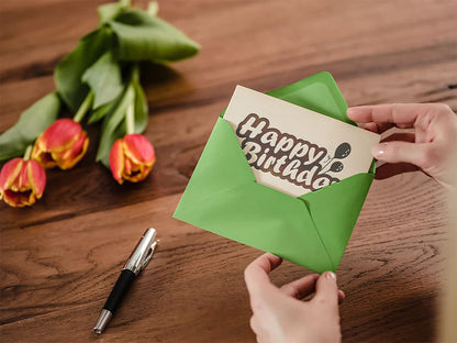 Geburtstagskarte aus Holz - Happy Birthday - 100% handmade in Österreich - Holzgrußkarte, Postkarte, Geschenkkarte, Grußkarte, Klappkarte, Karte, Einladung
