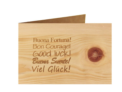 Holzgrußkarte - Viel Glück - 100% handmade in Österreich - Postkarte Glückwunschkarte Geschenkkarte Grußkarte Klappkarte Karte Einladung