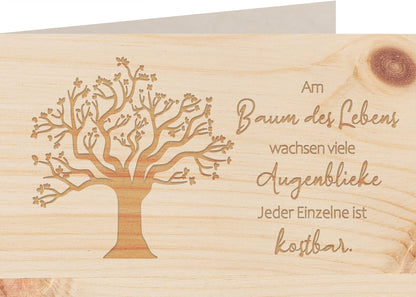 Holzkarte - BAUM DES LEBENS - 100% handmade in Österreich - Postkarte, Geschenkkarte, Grußkarte, Klappkarte, Karte, Einladung