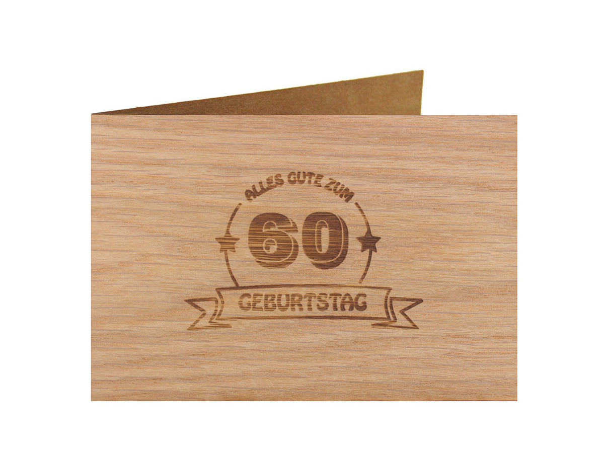 Holzgrußkarte - Geburtstagskarte - 100% handmade in Österreich - Postkarte Glückwunschkarte Geschenkkarte Grußkarte Klappkarte Karte Einladung, Motiv:70 GEBURTSTAG EICHE