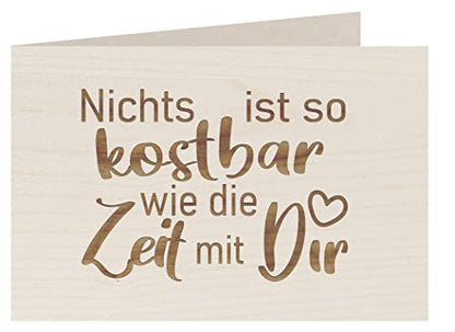 Holzkarte - KOSTBARE ZEIT MIT DIR - Besondere Grußkarte, Liebeskarte, Jahrestags Karte, Freundschafts Karte, Postkarte, Geschenkkarte, Klappkarte, Einladung