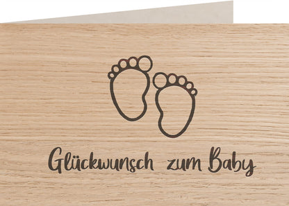 Holzkarte - Glückwunsch zum Baby - 100% handmade in Österreich - Postkarte, Geschenkkarte, Grußkarte, Klappkarte, Karte, Einladung